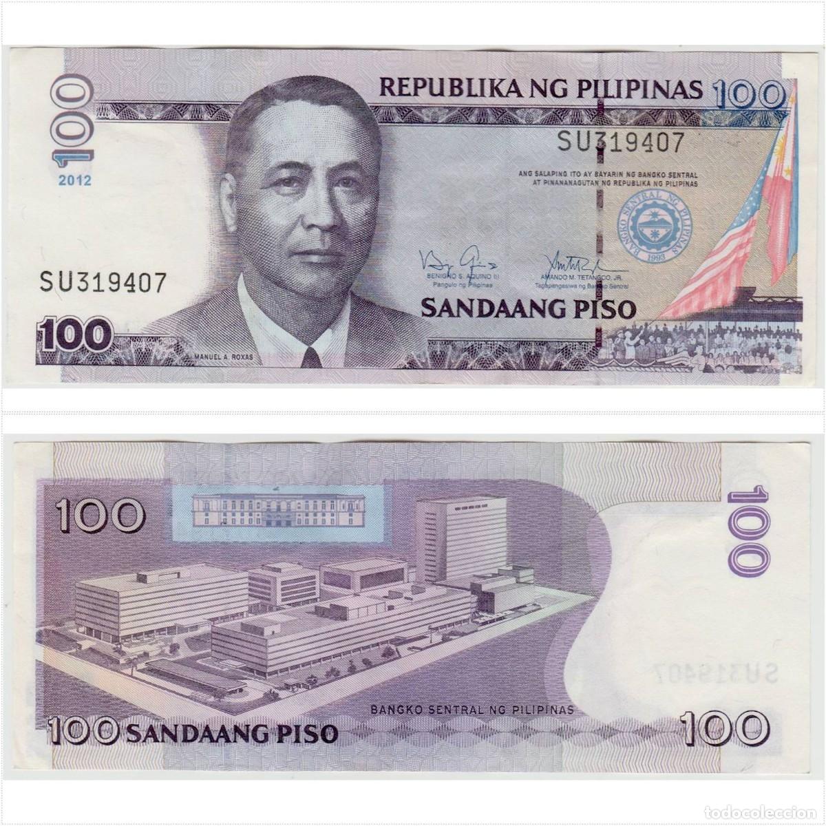 Billetes extranjeros: Filipinas 100 Pesos 2012 n/s SU319407 Circulado (el billete de la foto)