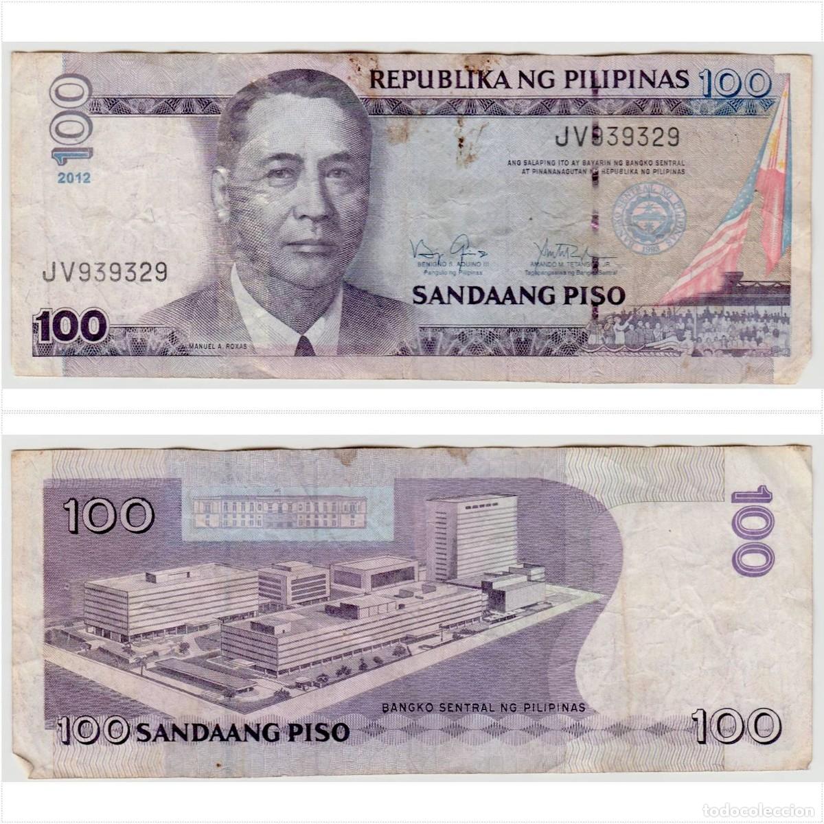 Billetes extranjeros: Filipinas 100 Pesos 2012 n/s JV939329 Circulado (el billete de la foto)