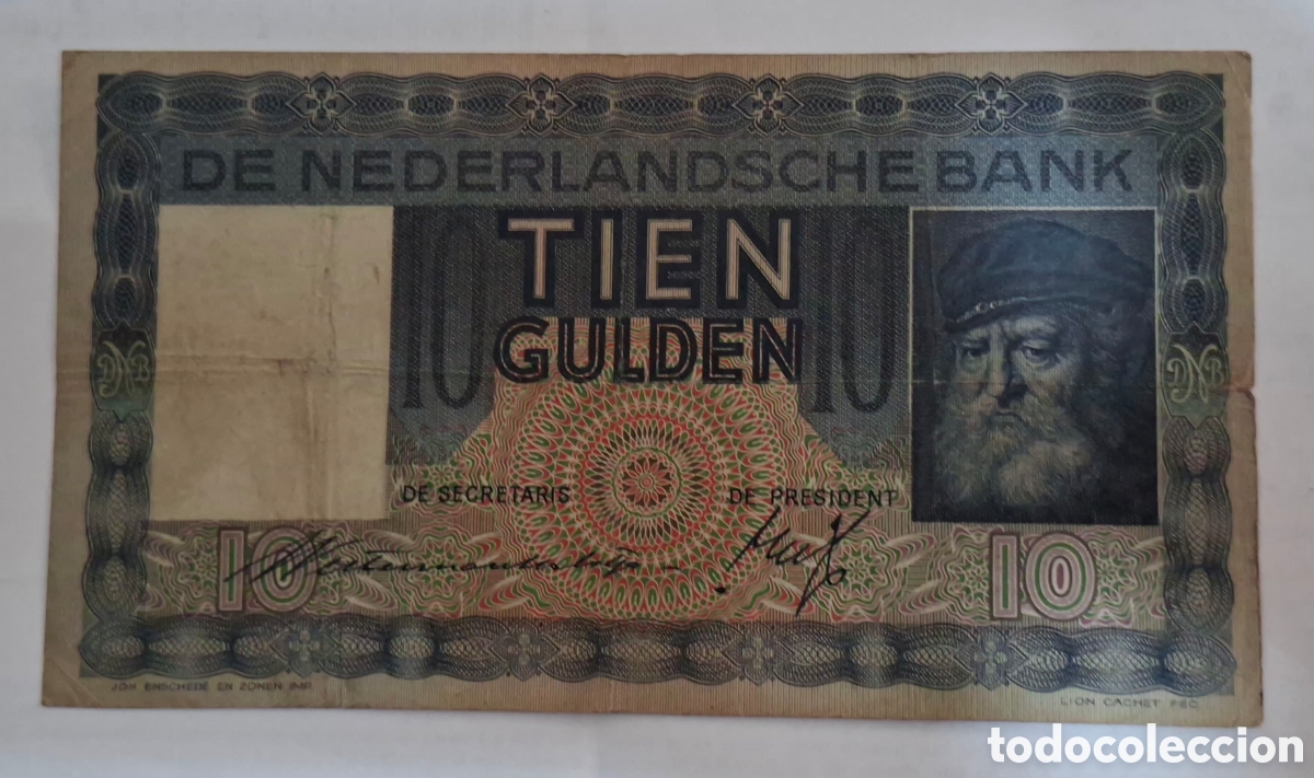 Billetes extranjeros: Billete Holanda,1.936, 10 Gulden,BC+ - Foto 1