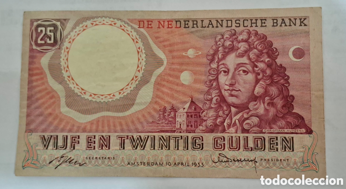 Billetes extranjeros: Billete Holanda,1.955, 25 Gulden,MBC.