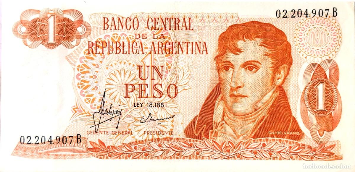 Billetes extranjeros: ARGENTINA (1970) - 1 PESO LEY 18.188 - 02.204.907 B - PICK#287 - SC