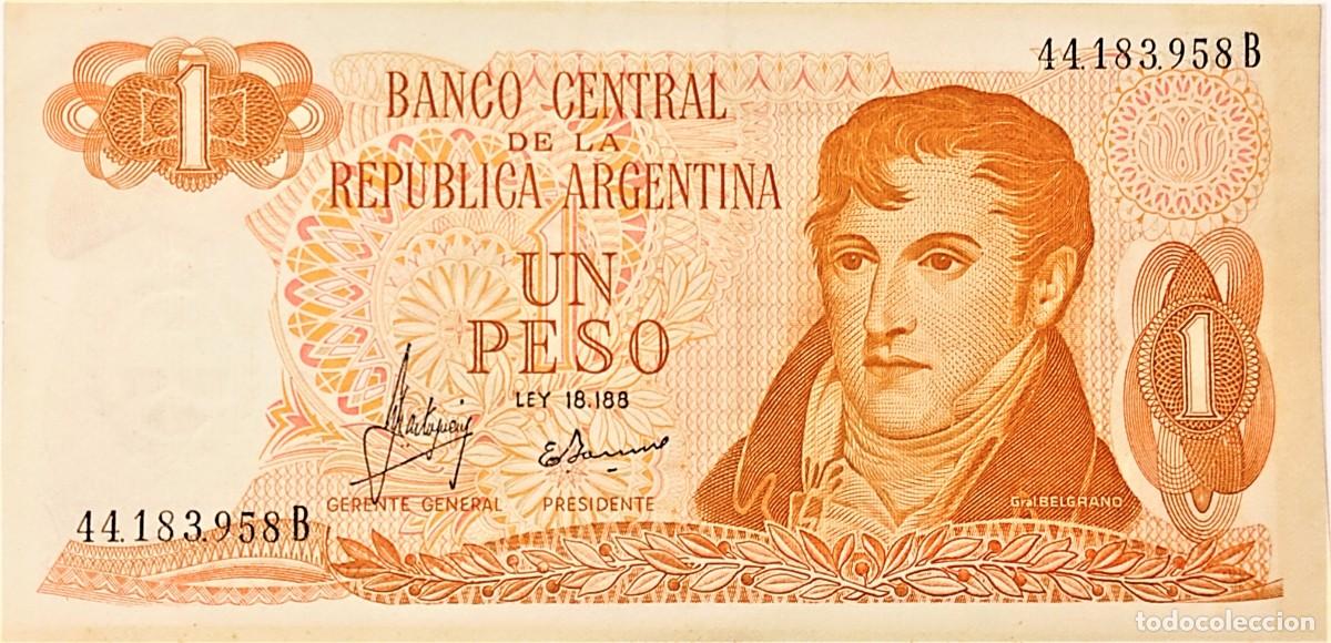 Billetes extranjeros: ARGENTINA (1971) - 1 PESO LEY 18.188 - 44.183.958 B - PICK#287 - SC
