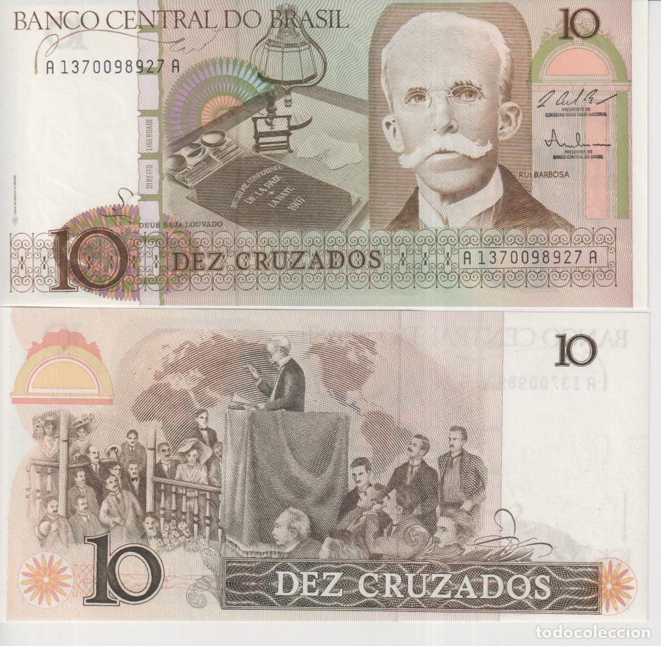 Billetes extranjeros: Brasil 10 cruzados Pick 209 b SC/UNC