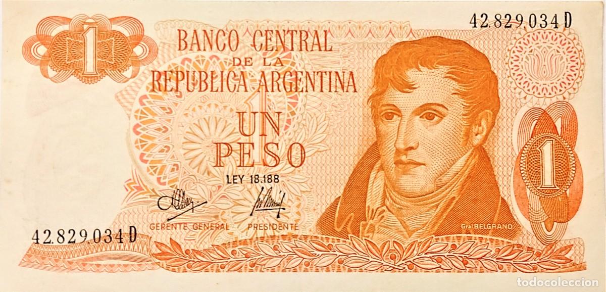 Billetes extranjeros: ARGENTINA (1973) - 1 PESO LEY 18.188 - 42.829.034 D - PICK#287 - SC
