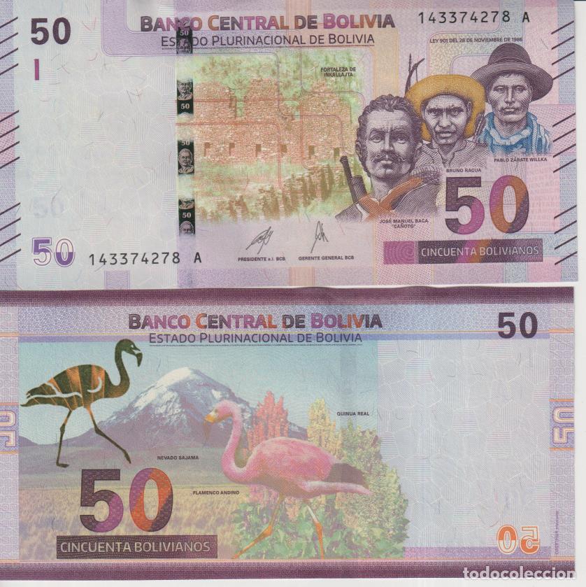 Billetes extranjeros: Bolivia 50 bolivianos Pick W 250 (2-1) SC/UNC