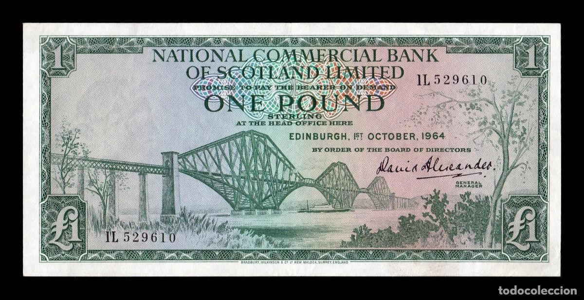 Billetes extranjeros: Escocia National Commercial Bank 1 Libra 1964 Pick 269a Ebc Xf