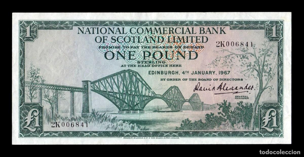 Billetes extranjeros: Escocia National Commercial Bank 1 Libra 1967 Pick 271 Ebc Xf