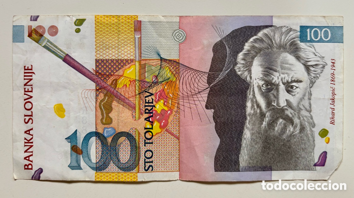 Billetes extranjeros: Billete ESLOVENIA 100 Tolarjev 1992. Pico roto
