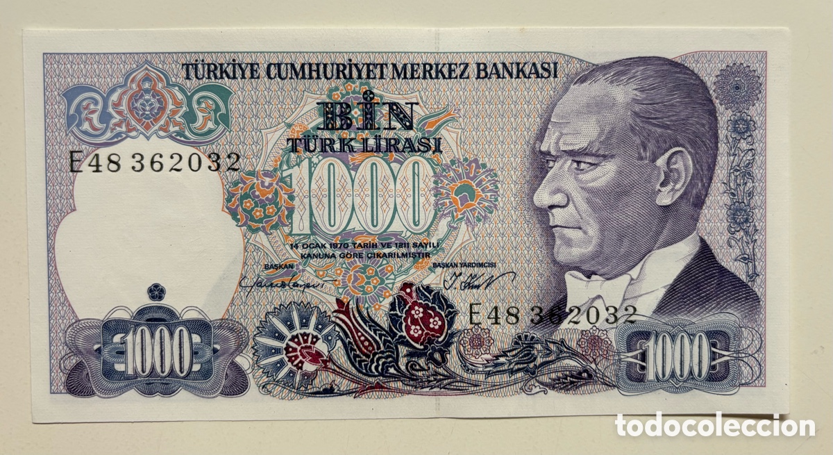 Billetes extranjeros: Billete TURQUIA 1000 Lira 1970 SC