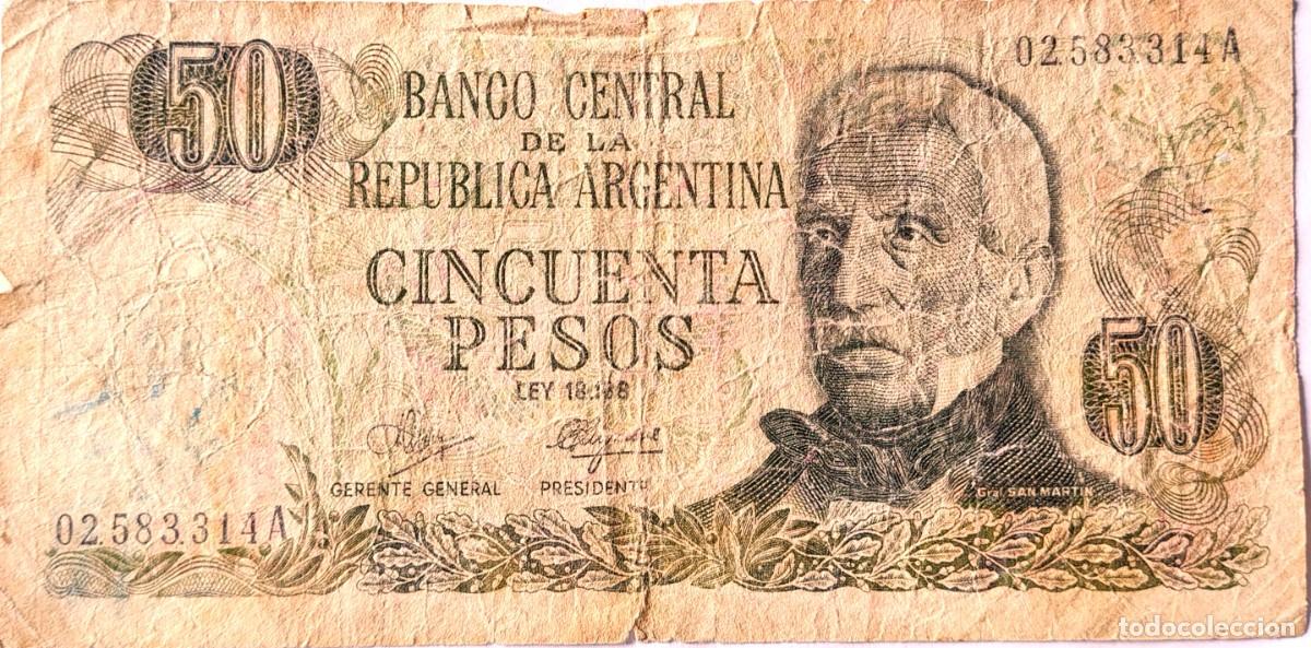 Billetes extranjeros: ARGENTINA (1972) - 50 PESOS LEY 18.188 - 03.921.291 B - PICK#290 - B