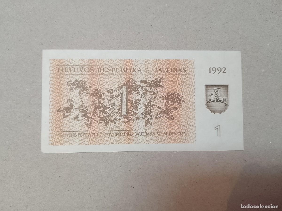 Billetes extranjeros: Billete Lituania, 1 litu, a&ntilde;o 1992, UNC