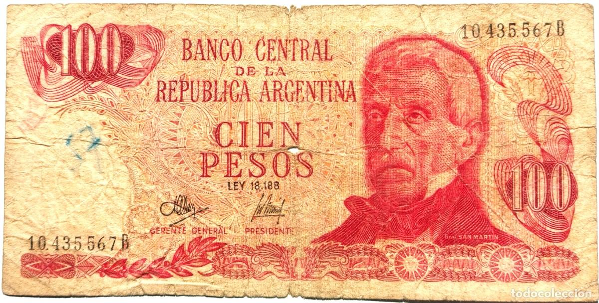 Billetes extranjeros: ARGENTINA (1973) - 100 PESOS LEY N&deg;18.188 - 10.435.567 B - PICK#291 - B
