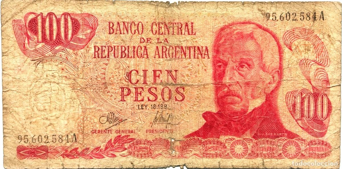 Billetes extranjeros: ARGENTINA (1973) - 100 PESOS LEY N&deg;18.188 - 95.602.584 A - PICK#291 - B