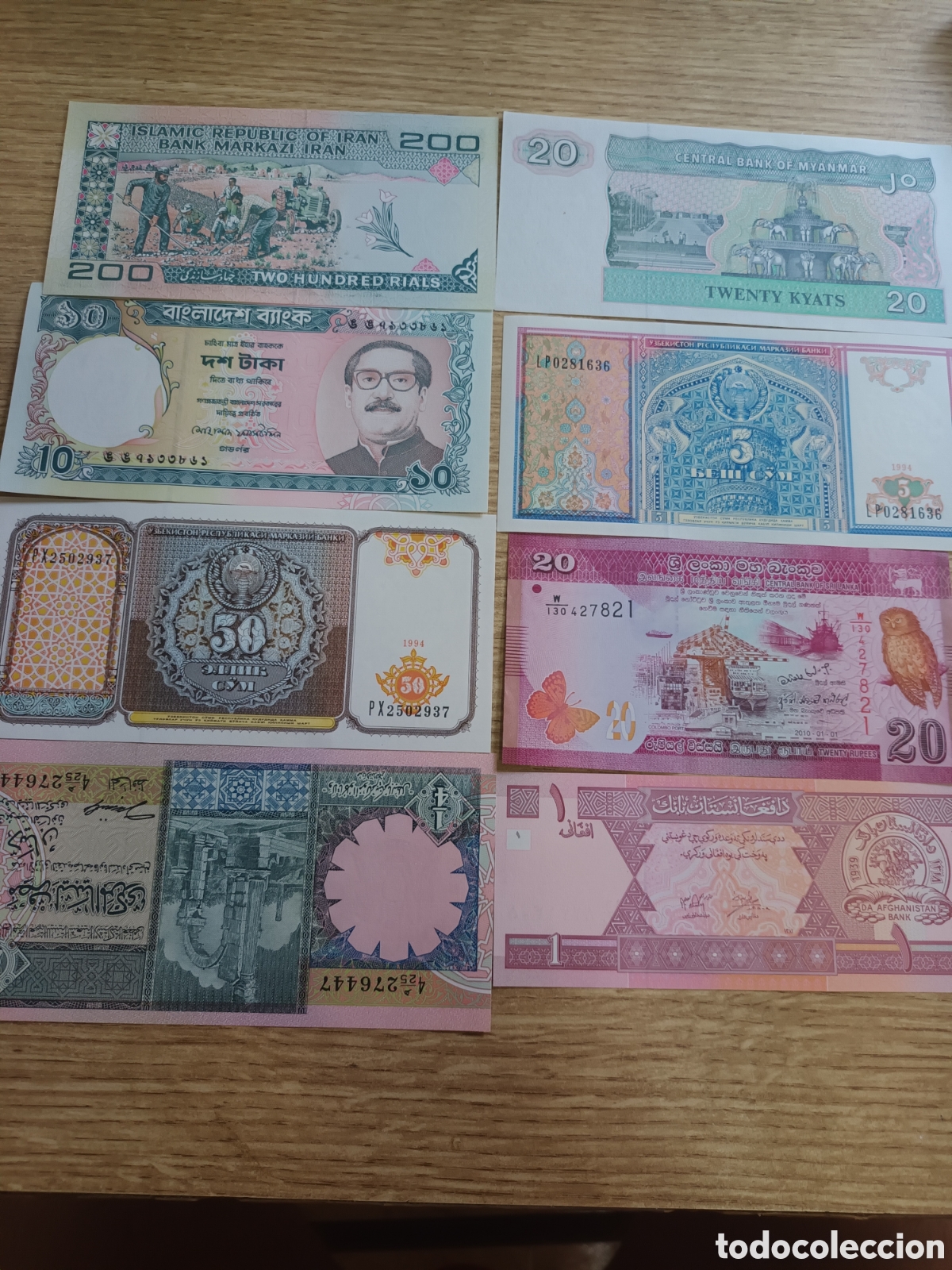 Billetes extranjeros: LOTE DE 8 BILLETES DE DISTINTOS PA&Iacute;SES DEL MUNDO ORIENTE MEDIO