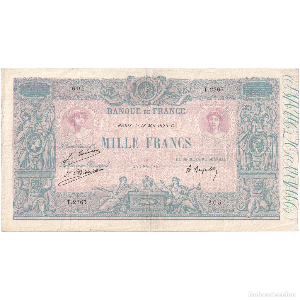 Billetes extranjeros: [#1515606] Francia, 1000 Francs, Bleu et Rose, 1926-05-18, T.2367, MBC