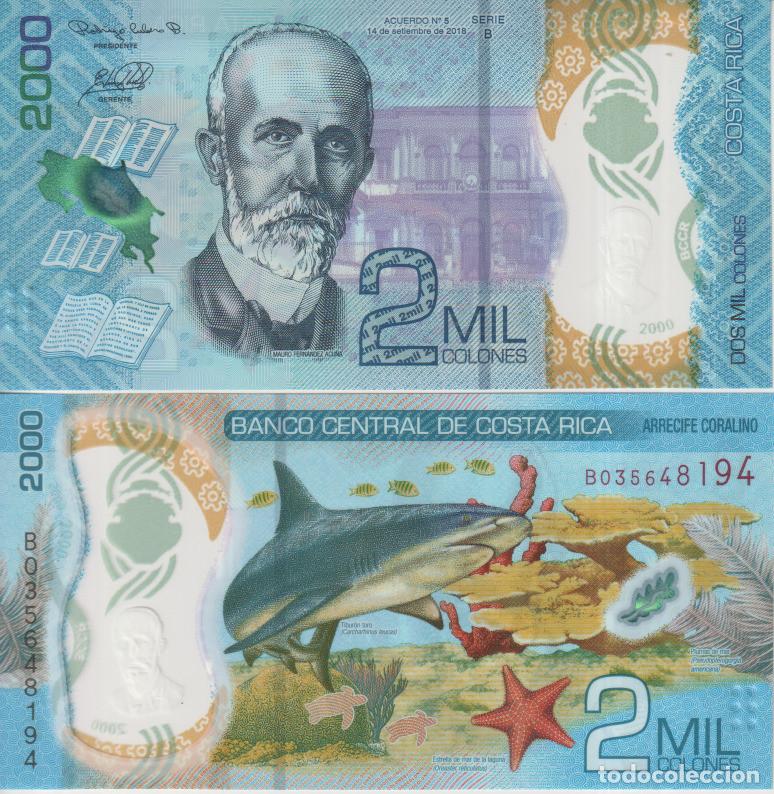 Billetes extranjeros: Costa Rica 2000 Colones del 2008 Pick W 281 SC/UNC