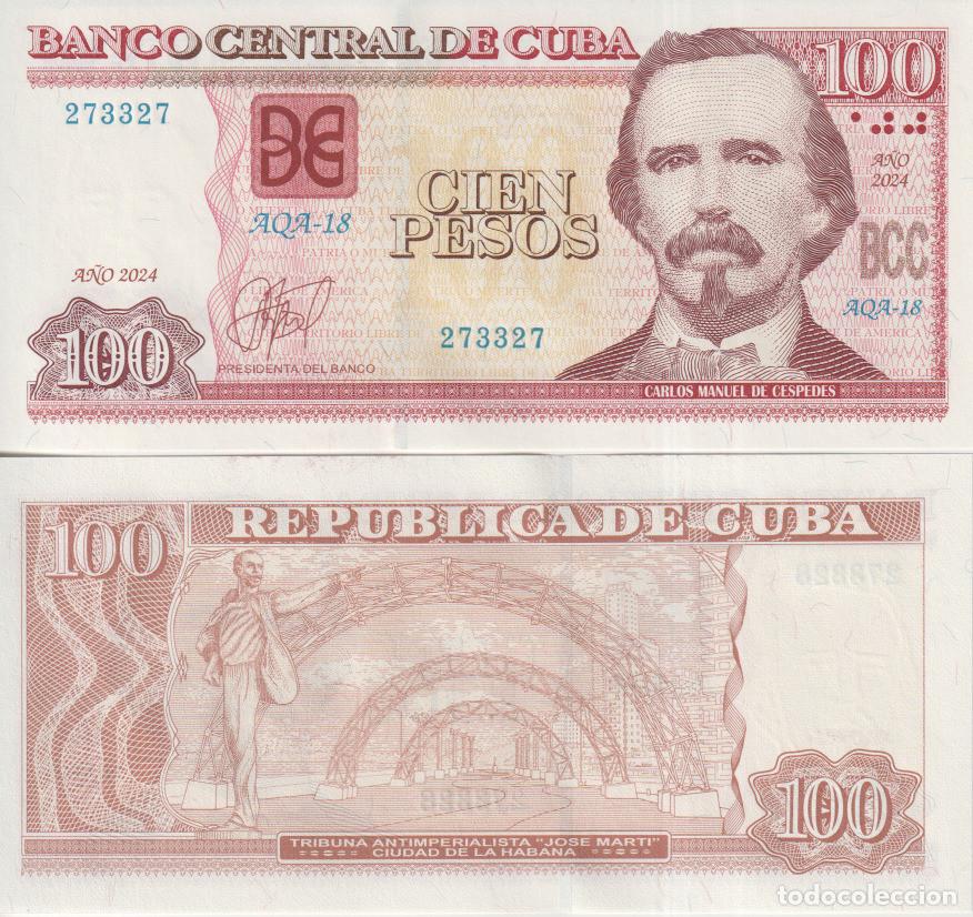 Billetes extranjeros: Cuba 100 Pesos del 2024 Pick 129 SC/UNC