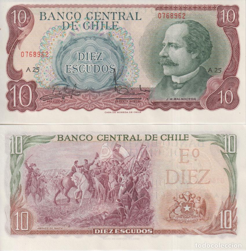 Billetes extranjeros: Chile 10 escudos Pick 142 b SC/UNC - Foto 1