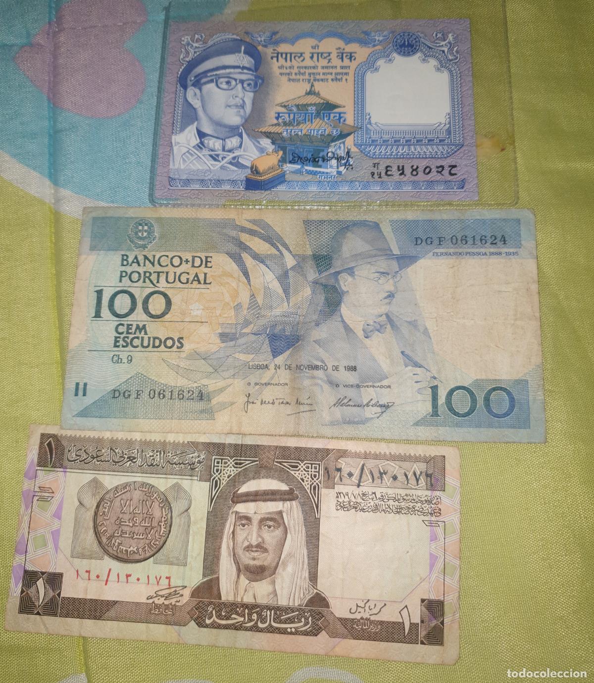 Billetes extranjeros: LOTE 3 BILLETES PORTUGAL NEPAL y ARABIA SAUDI