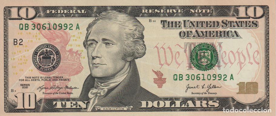 Billetes extranjeros: Estados Unidos EE UU 10 dollars Pick W 542 b SC/UNC
