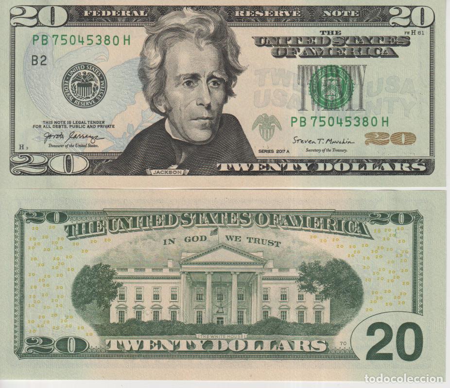 Billetes extranjeros: Estados Unidos EE UU 20 dollars del 2017 A Pick 546 b letra B SC/UNC