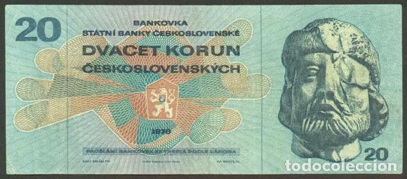 Notas Internacionais: CHECOSLOVAQUIA. 20 korun 1970. Pick 92. Serie L.