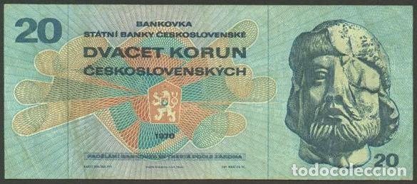 Notas Internacionais: CHECOSLOVAQUIA. 20 korun 1970. Pick 92. Serie L.
