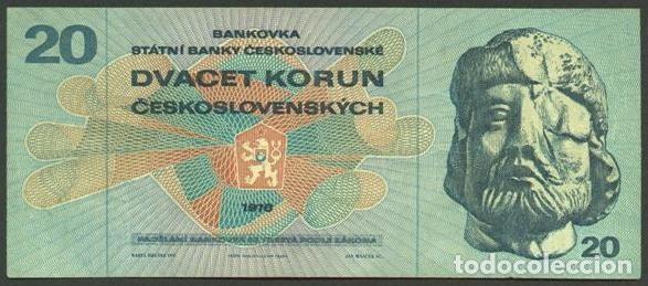 Notas Internacionais: CHECOSLOVAQUIA. 20 korun 1970. Pick 92. Serie L.