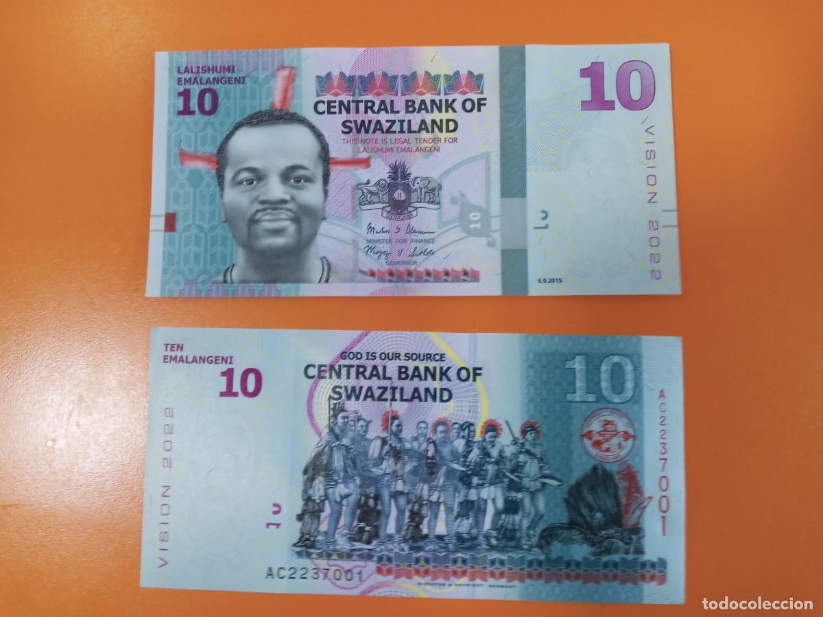 Billetes extranjeros: SWAZILANDIA 10 EMALANGENI 2015
