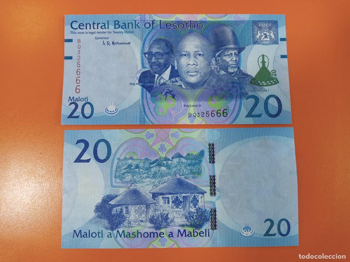 Billetes extranjeros: LESOTO 20 MALOTI 2021