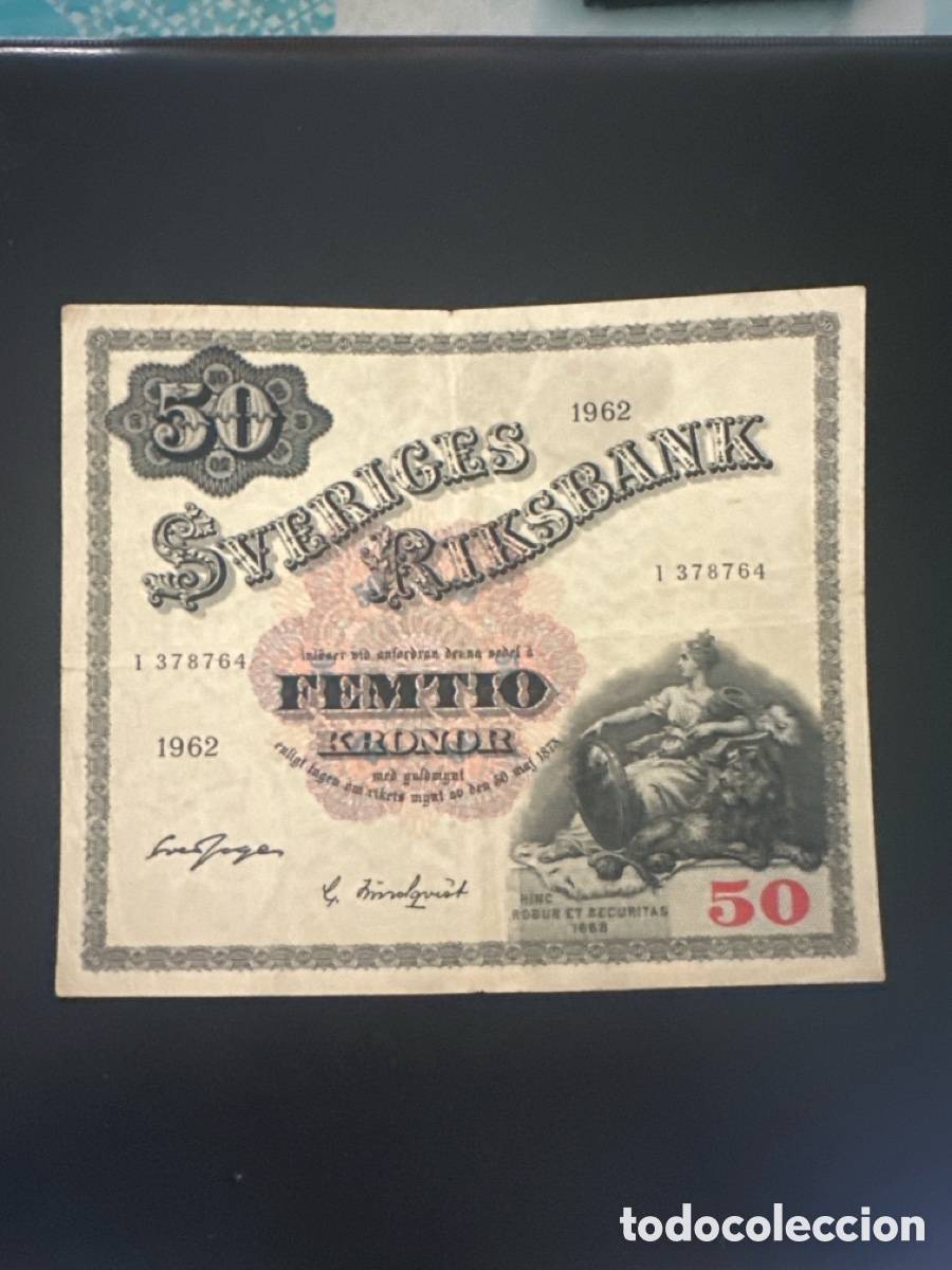 Billetes extranjeros: Billete de Suecia de 50 coronas a&ntilde;o 1962