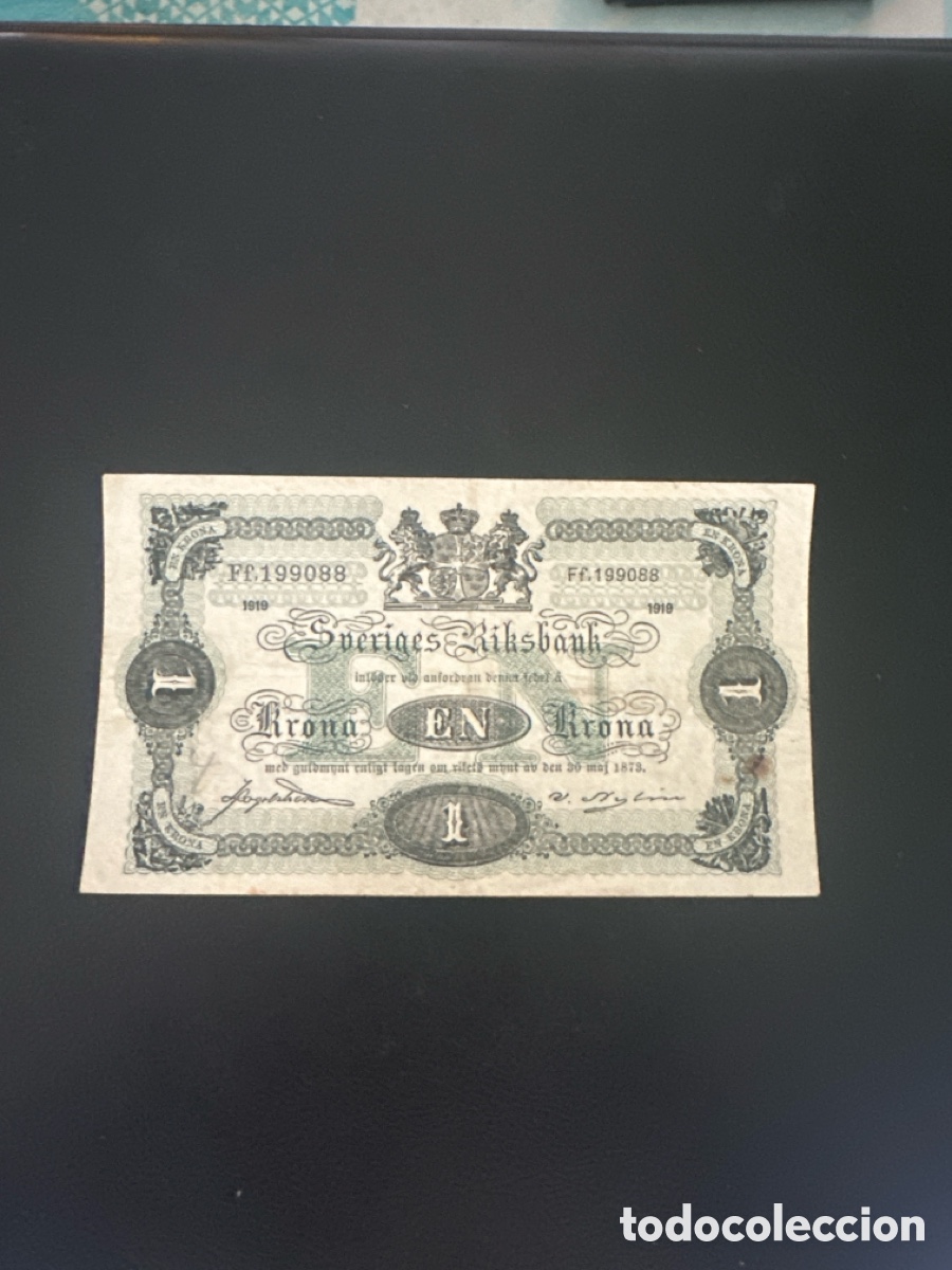 Billetes extranjeros: Billete de Suecia de 1 coronas a&ntilde;o 1919