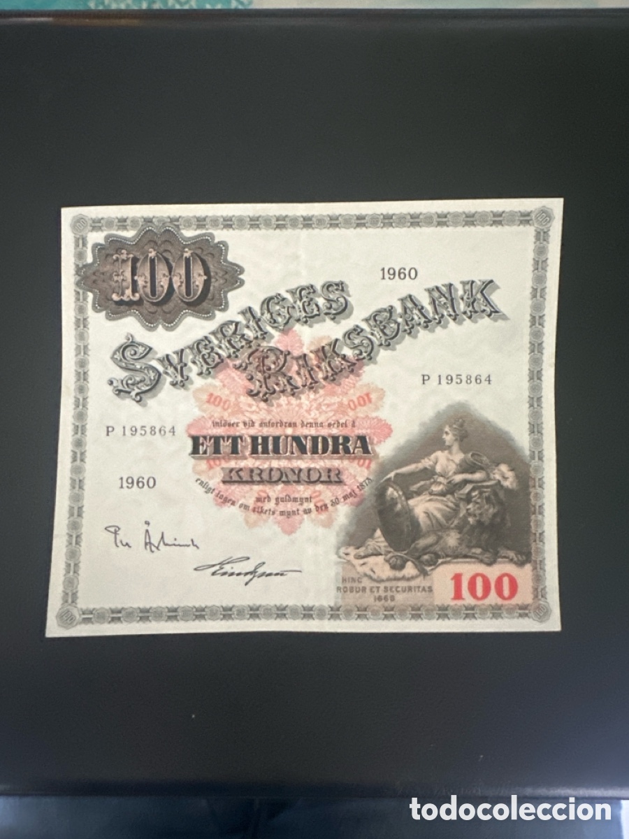 Billetes extranjeros: Billete de Suecia de 100 coronas a&ntilde;o 1960