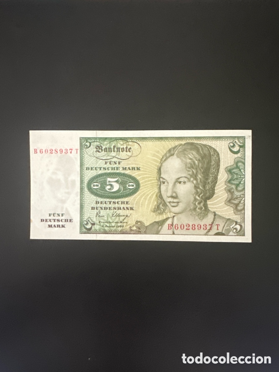 Billetes extranjeros: Billete de Alemania de 5 Marcos a&ntilde;o 1980