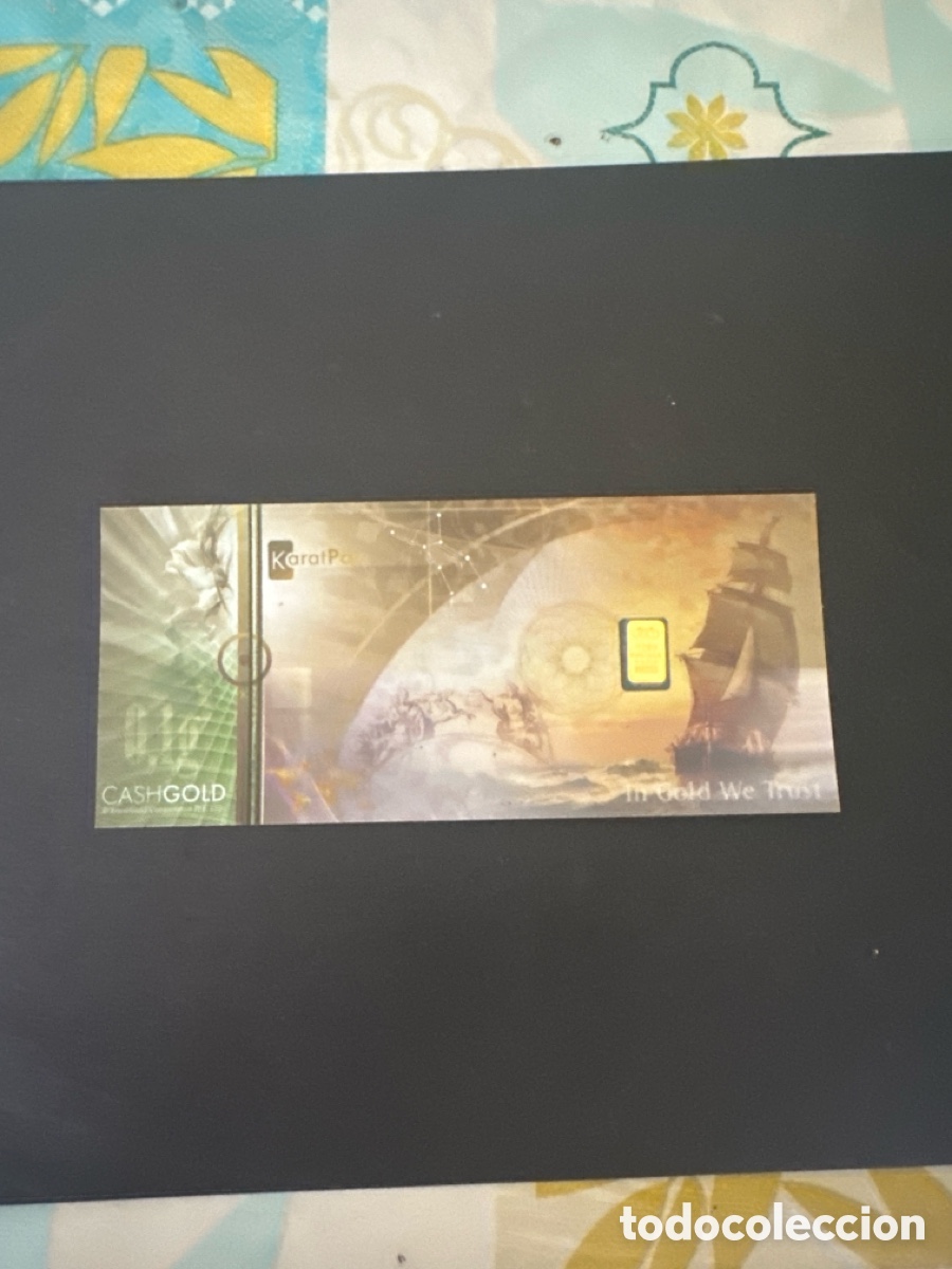 Billetes extranjeros: Billete de polimero conteniendo lingote de oro de 0.10 gramos de 24 kilates de pureza