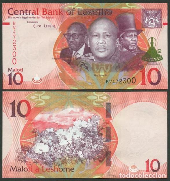 Notas Internacionais: LESOTO (LESOTHO). 10 maloti 2024. S/C