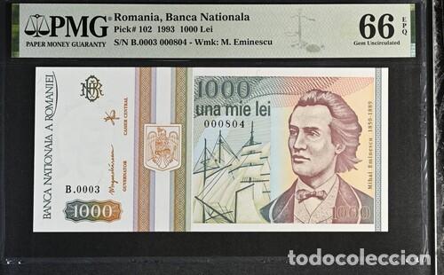 Billetes extranjeros: RUMANIA * BILLETE 1000 LEI 1993 * PMG-66 EPQ (IC-1922)