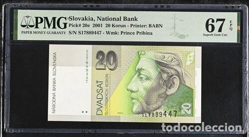 Billetes extranjeros: ESLOVAQUIA * BILLETE 20 KORUN 2001 * PMG-67 EPQ (IC-1925)