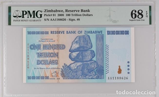 Billetes extranjeros: ZIMBABWE * BILLETE 100 TRILLION DOLLARS 2008 * PMG-68 EPQ (IC-1926)