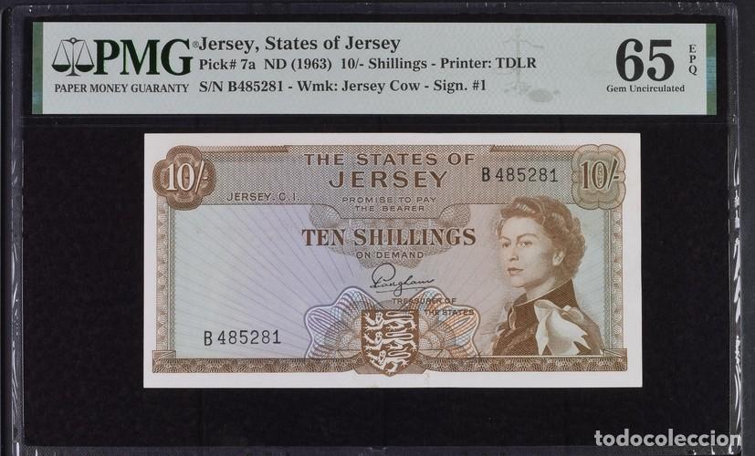 Billetes extranjeros: JERSEY * BILLETE 10/- SHILLINGS 1963 * PMG-65 EPQ (IC-1934)