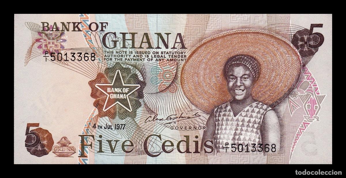 Billetes extranjeros: Ghana 5 Cedis 1977 Pick 15b Sc Unc