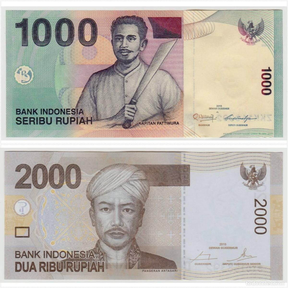 Billetes extranjeros: Indonesia Set 2 pcs 1000 y 2000 Rupiah 2013-2016 Sin Circular