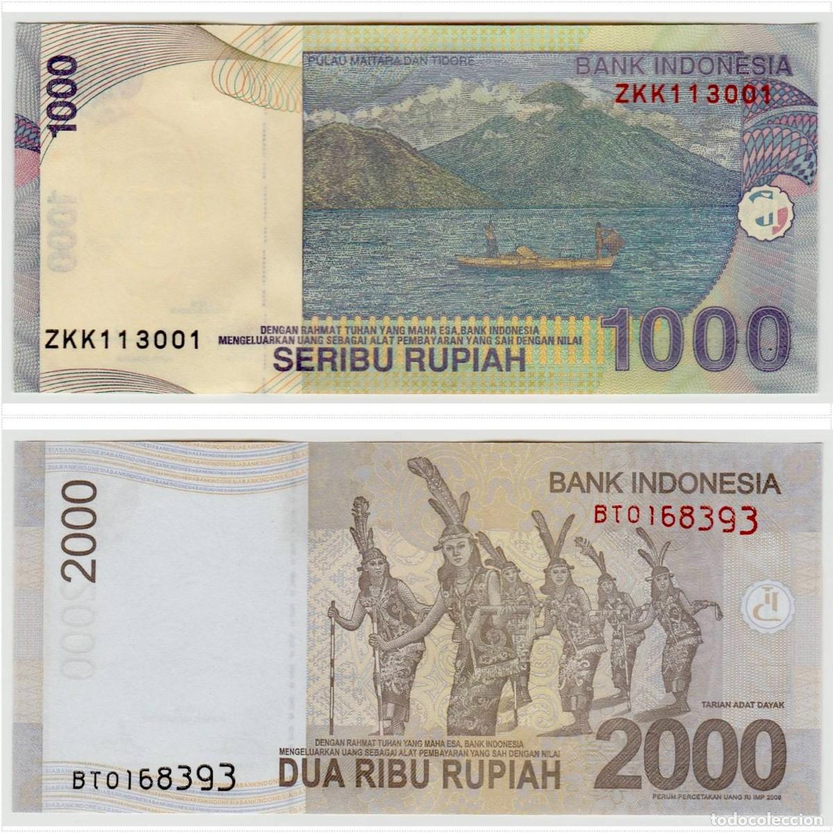 Billetes extranjeros: Indonesia Set 2 pcs 1000 y 2000 Rupiah 2013-2016 Sin Circular - Foto 2