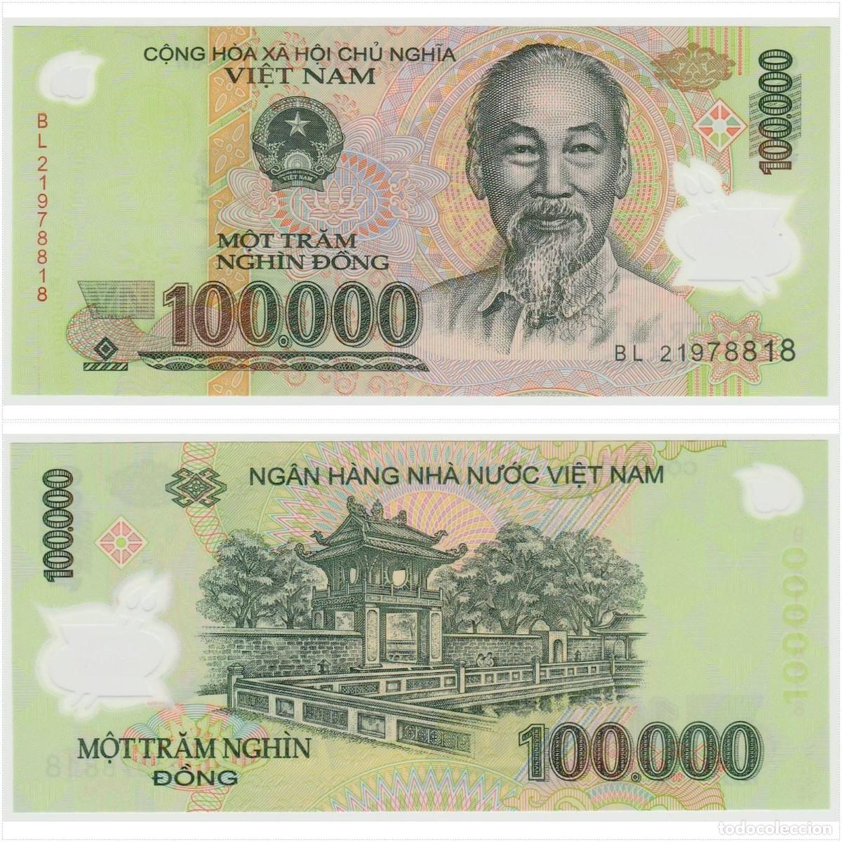 Billetes extranjeros: Vietnam 100000 Dong 2021 n/s BL21978818 Pol&iacute;mero Sin Circular (el billete de la foto)