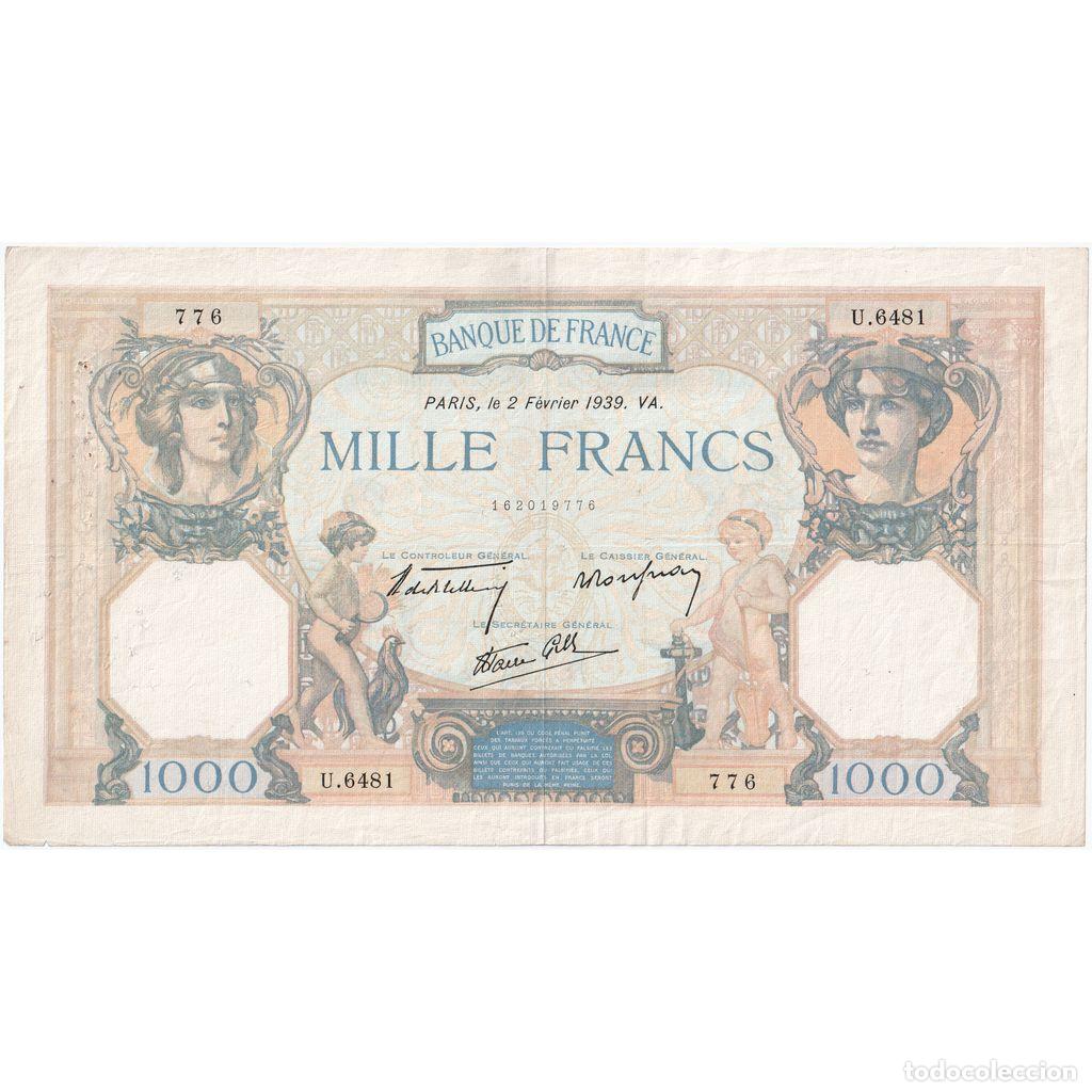 Billetes extranjeros: [#1515611] Francia, 1000 Francs, C&eacute;r&egrave;s et Mercure, 1939-02-02, U.6481, MBC