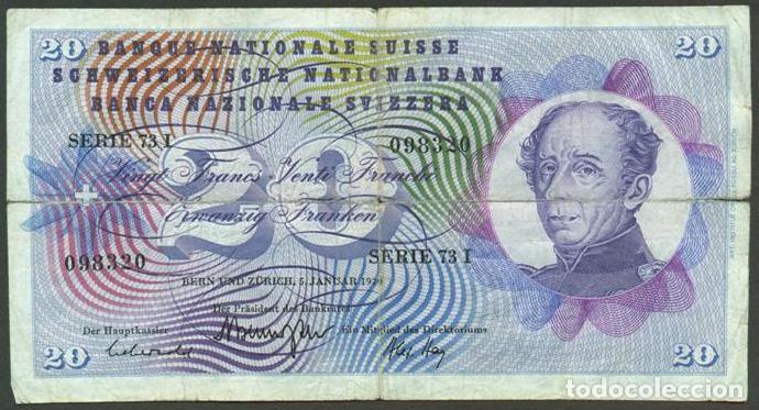 Billetes extranjeros: SUIZA. 20 francos 5.1.1970.
