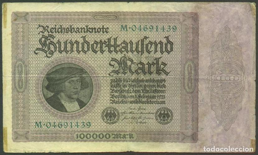 Billetes extranjeros: ALEMANIA (Rep. Weimar). 100000 mark 1.2.1923. Pick 83 a.