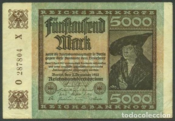 Billetes extranjeros: ALEMANIA (Rep. Weimar). 5000 mark 2.12.1922. Pick 81.