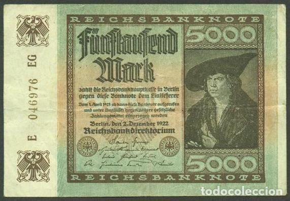 Billetes extranjeros: ALEMANIA (Rep. Weimar). 5000 mark 2.12.1922. Pick 81.
