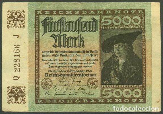 Billetes extranjeros: ALEMANIA (Rep. Weimar). 5000 mark 2.12.1922. Pick 81.